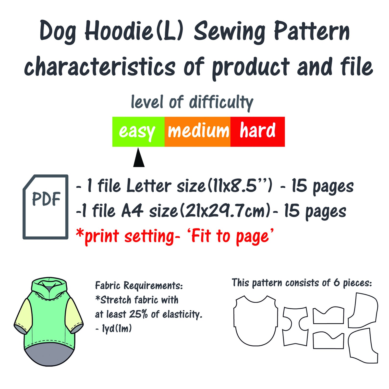 Largel Dog Hoodie Sewing Pattern Pdf Dog Sweater Digital - Etsy