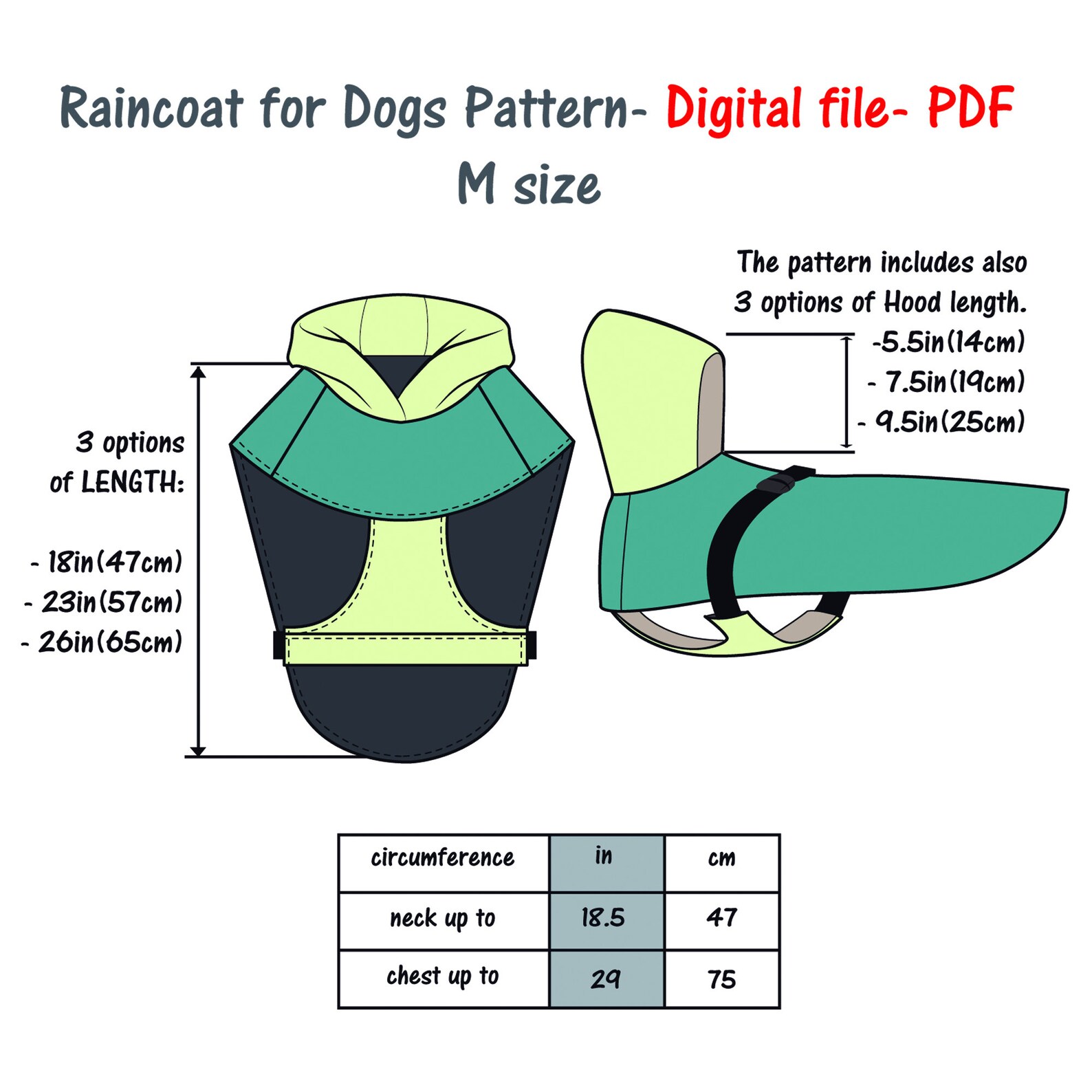 Medium Dog Raincoat Sewing Pattern Digital File Dog Coat - Etsy
