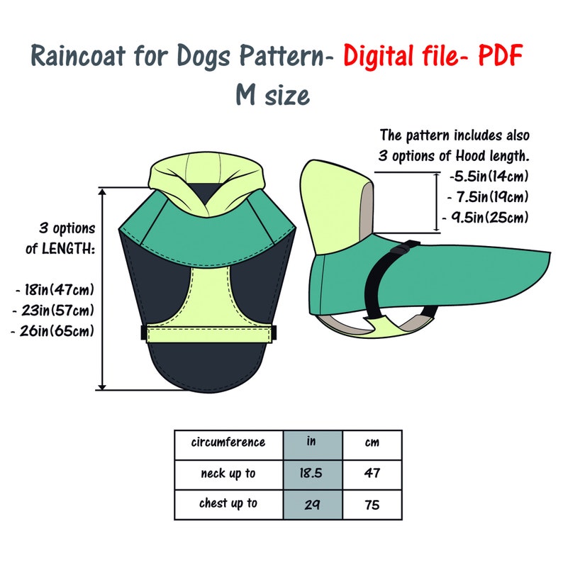 Medium Dog Raincoat Sewing Pattern Digital File Dog Coat Etsy