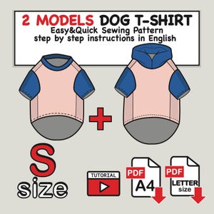 Dog T-Shirt & Hoodie Sewing Pattern: Size S (PDF Digital Download)