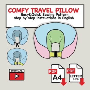 DIY Travel Pillow Sewing Pattern: Beginner Friendly, Video Instructions (PDF Download A4/Letter Size)