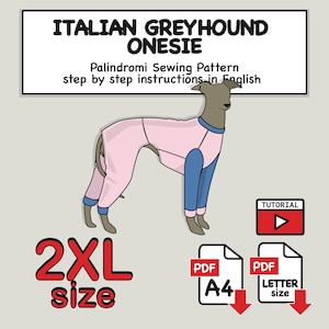 イタリアングレーハウンドジャンプスーツの縫製パターン - デジタルPDFダウンロード - サイズ2XL