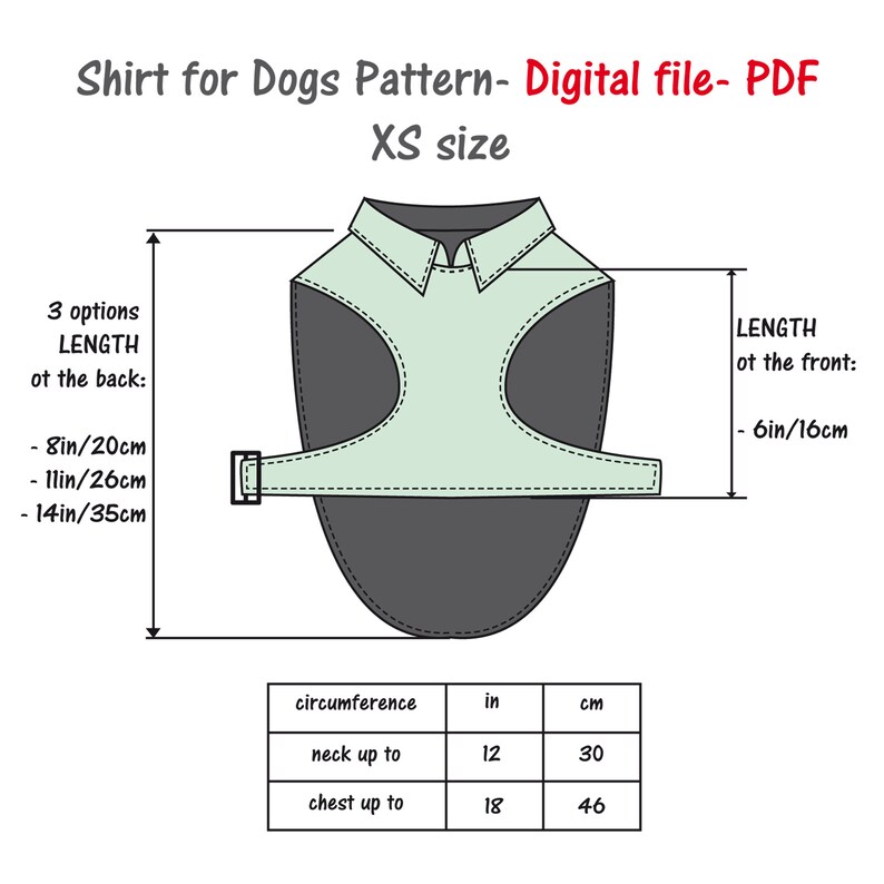 Dogs Shirt Pattern PDF Small Dog Clothes Pattern Dog Jacket Etsy