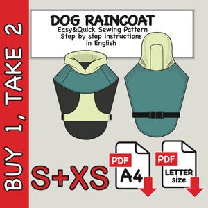 Patrón de costura para impermeable para perros pequeños y extra pequeños: Descarga digital en PDF (tamaños A4 y Carta)