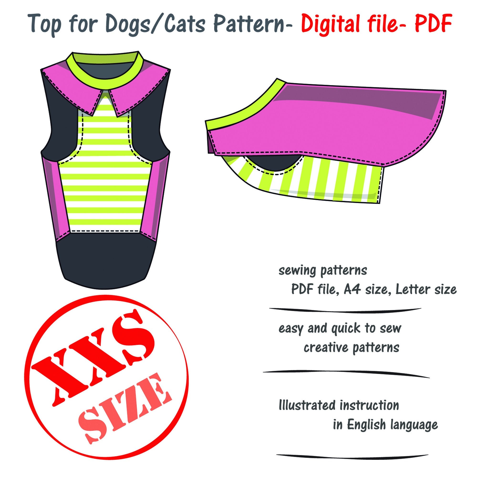 Extra Small Dog Tee Shirt Sewing Pattern Cat Tee Shirt Sewing Etsy