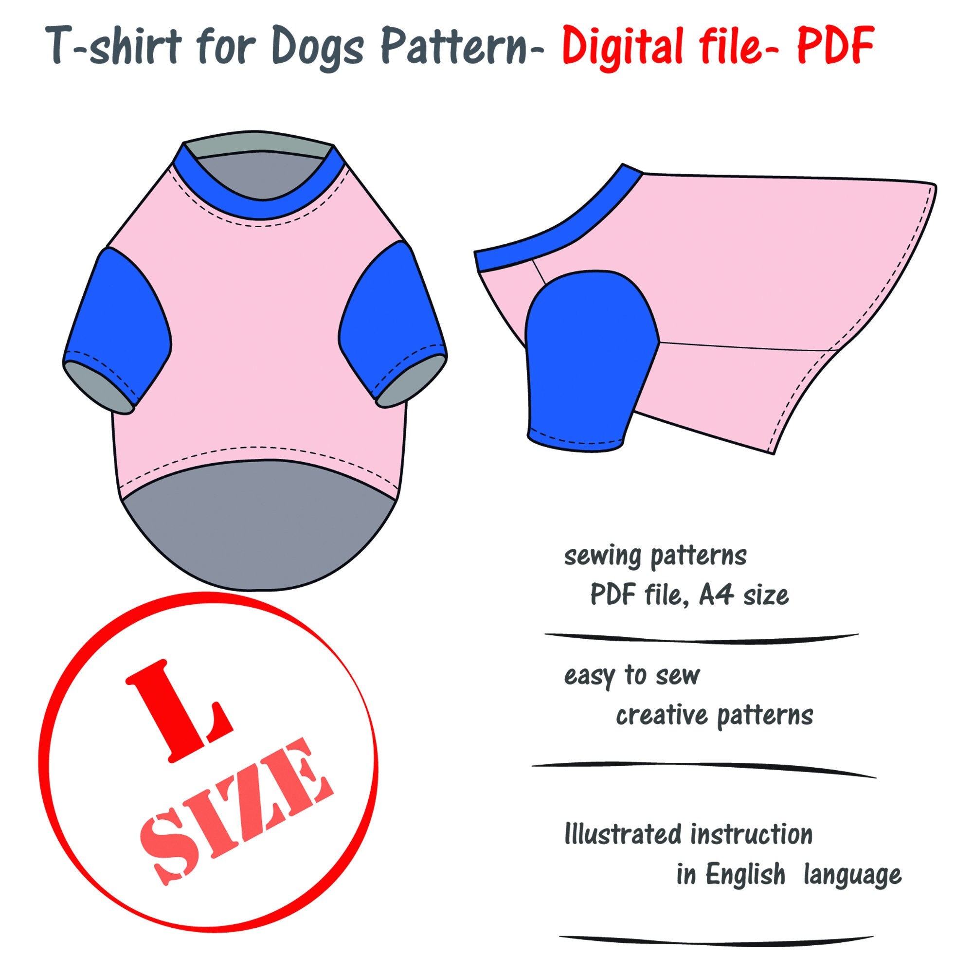 Large Dog Tshirt Sewing Pattern Big Dog Clothes Sewing Etsy UK