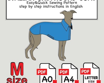 Italian Greyhound Dog Coat Sewing Pattern (PDF File): Size M