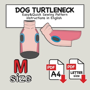 Medium Dog Fleece Polo Sewing Pattern PDF, Dog Turtleneck Sewing Pattern, Dog Blouse Pattern Pdf, Dog Top Sewing Pdf, Dog T-shirt Pattern