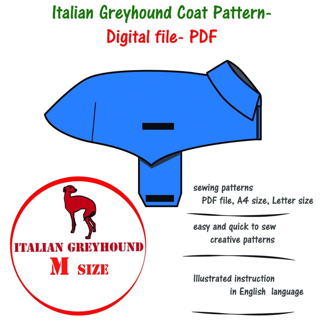 Patron de couture de manteau pour chien lévrier italien (M) Etsy France