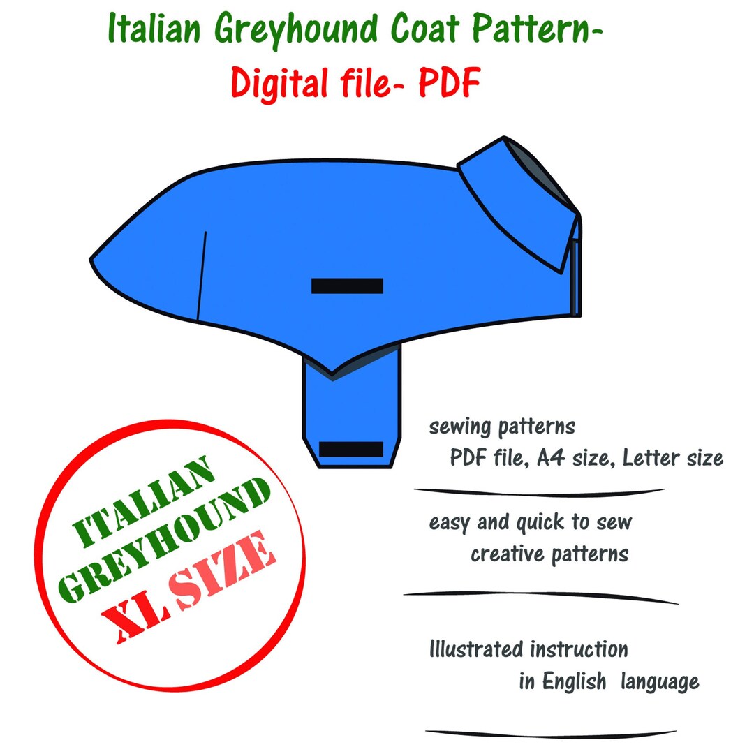 Italian Greyhoundxldog Coat Sewing Pattern Greyhound Shirt Etsy