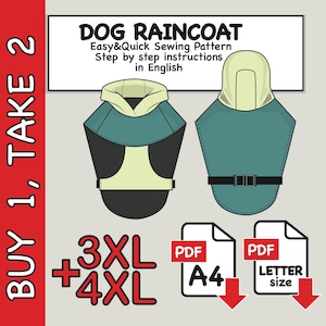 Patrón de costura para impermeable gigante para perros (tallas 4XL y 3XL): Descarga en PDF