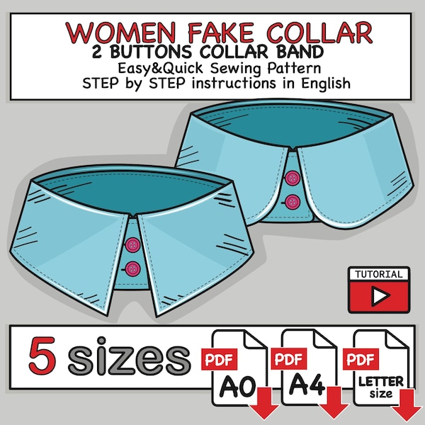 Women's False Collar PDF Sewing Pattern — 2 Models | 5 Sizes | Multiple Variations