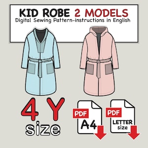 Robe Sewing Pattern for 4-Year-Old: Hooded & Hoodless (PDF Pattern)