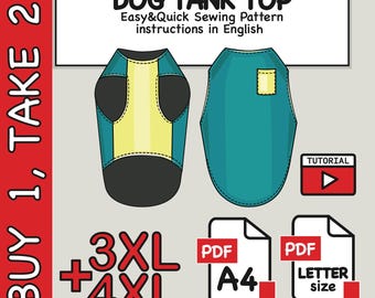 Gian Dogs Tank Top Sewing Pattern PDF (2 Size- 4XL and 3XL) (Digital Download)