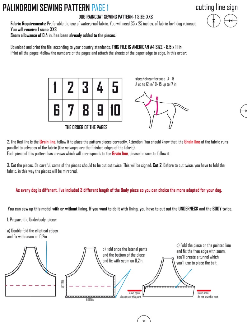 Extra Small Dog Raincoat Sewing Pattern Digital File Dog Etsy