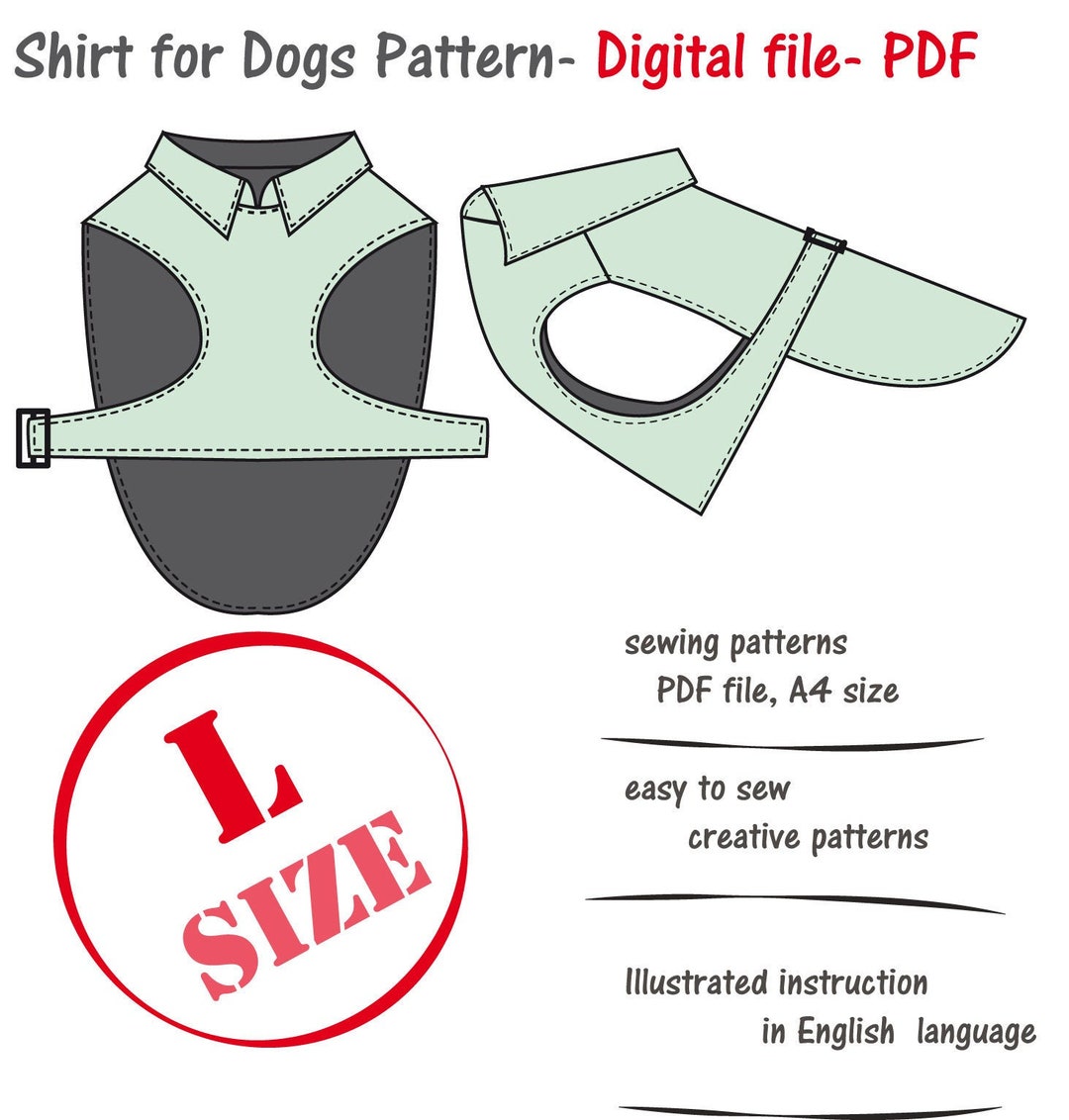 Dogs Shirt Pattern PDF Dog Coat Sewing Dog Jacket Pattern - Etsy