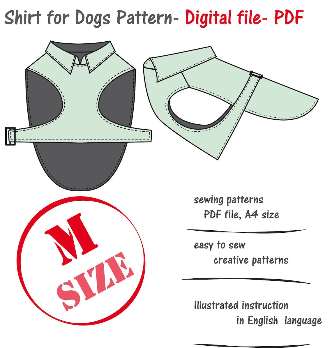 Dogs Shirt Pattern PDF Big Dog Clothes Pattern Dog Jacket Etsy UK