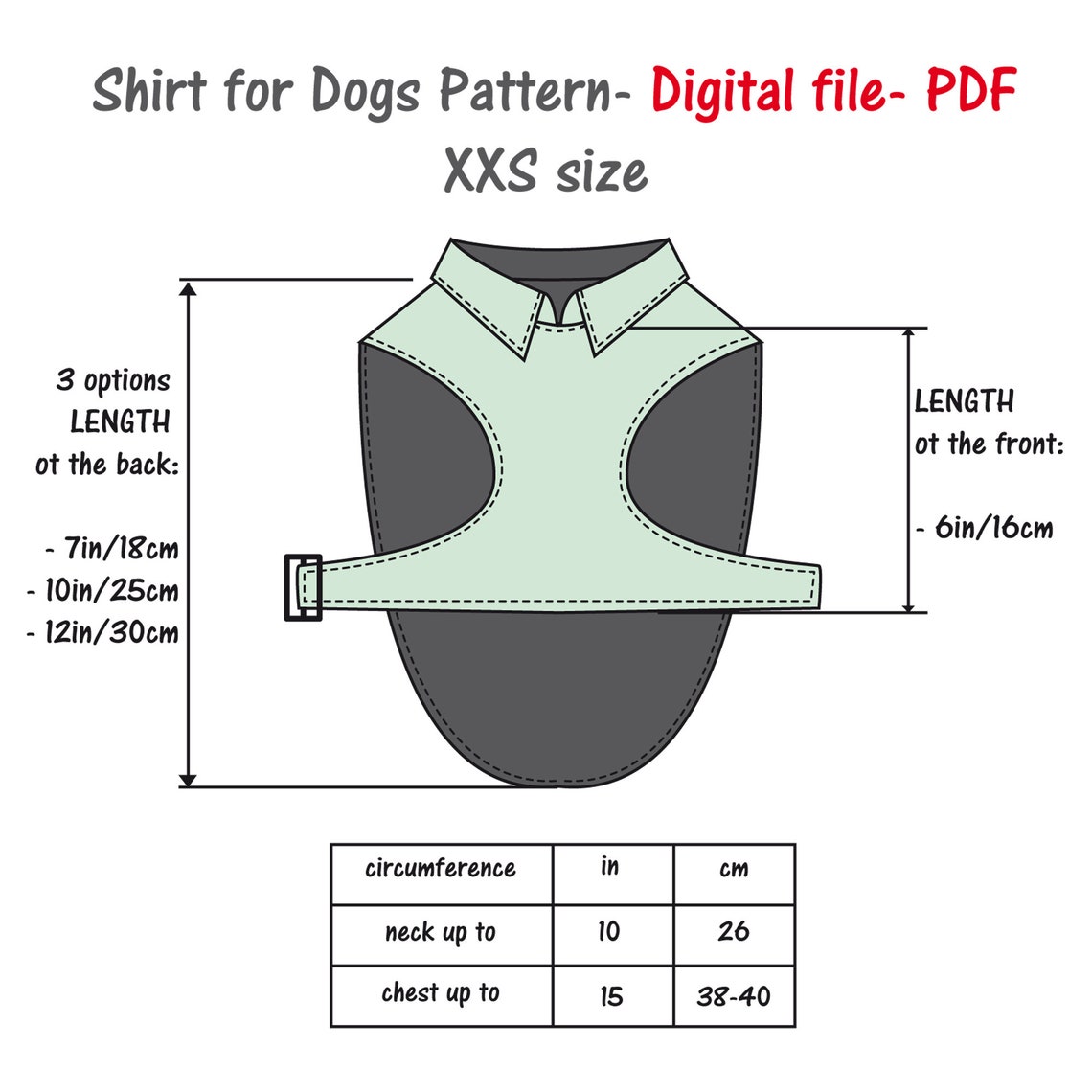 Dogs Shirt Pattern PDF Small Dog Clothes Pattern Dog Jacket Etsy