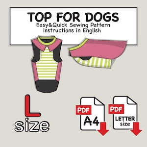 Large(L) Dog Top Digital Sewing Pattern, Big Dog Tee Shirt Sewing Pattern, Blouse For Dog PDF, Large Dog Clothes Sewing PDF