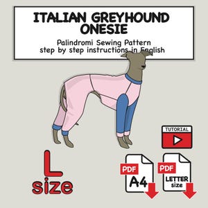 Patron de couture combinaison lévrier italien - PDF numérique à télécharger - Taille L