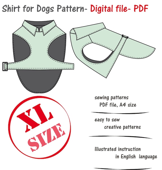 Dogs Shirt Pattern PDF Big Dog Clothes Pattern Dog Jacket Etsy