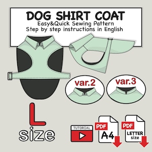 Large Dog Shirt Sewing Pattern: DIY Dog Coat, Jacket (PDF Digital Download)