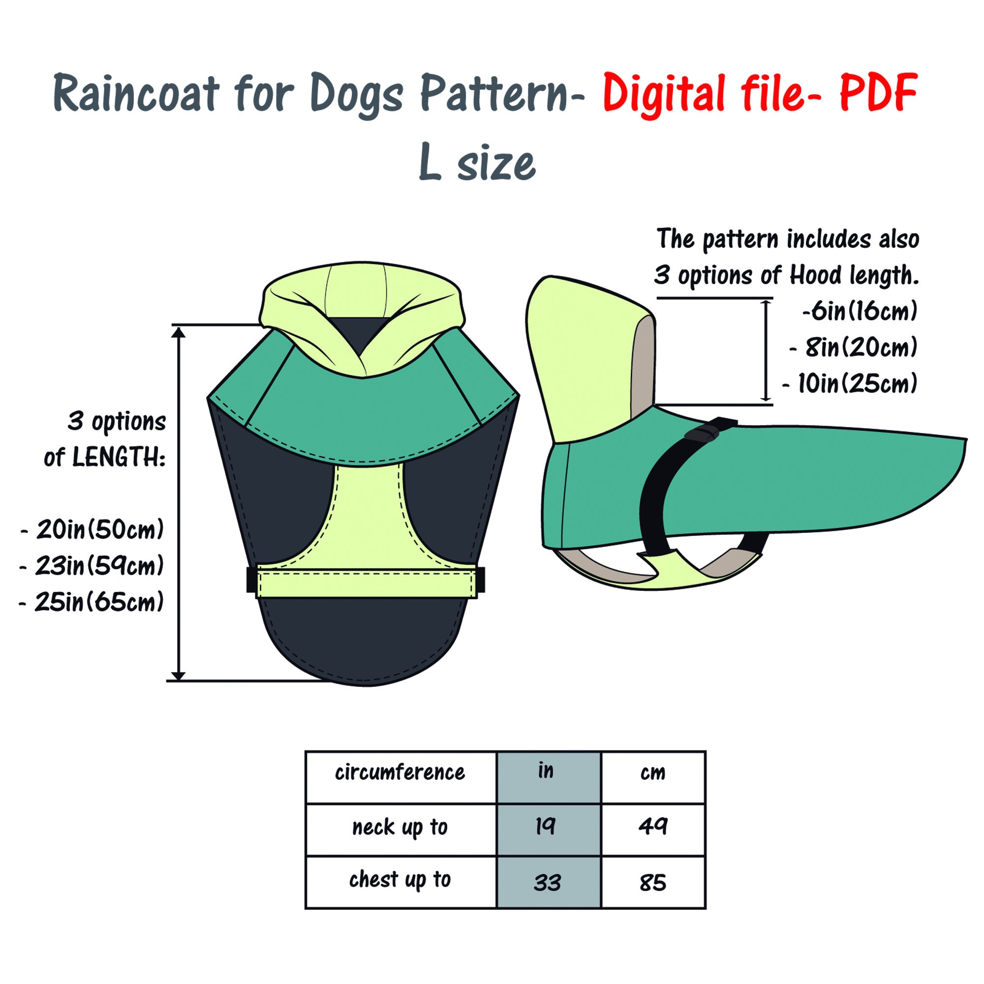 Large Dog Raincoat Sewing Pattern Digital File Large Dog Etsy