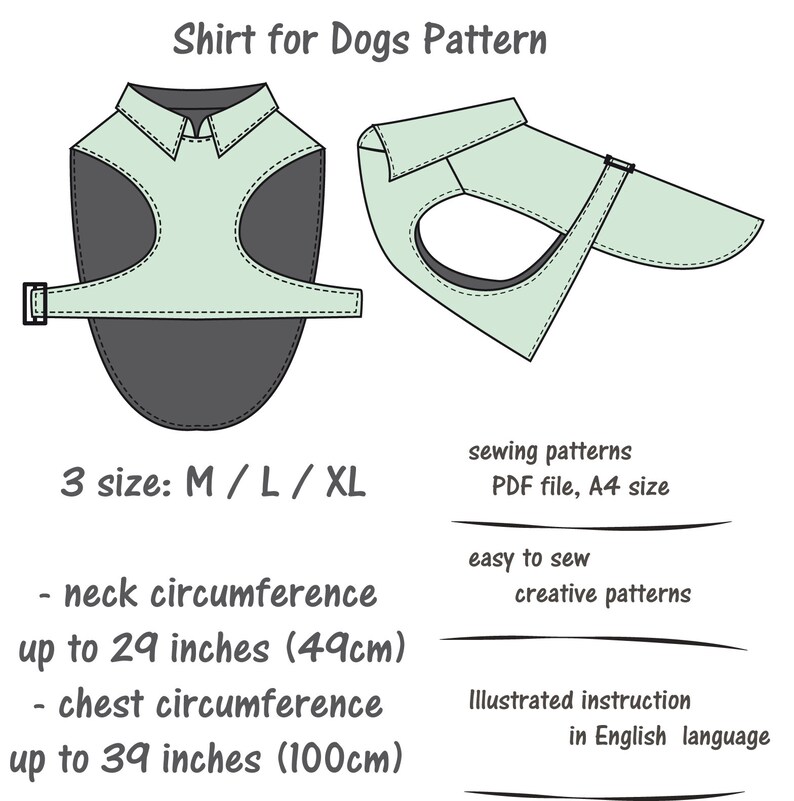 Dogs Shirt Pattern Pdf Big Dog Clothes Pattern Dog Jacket A68