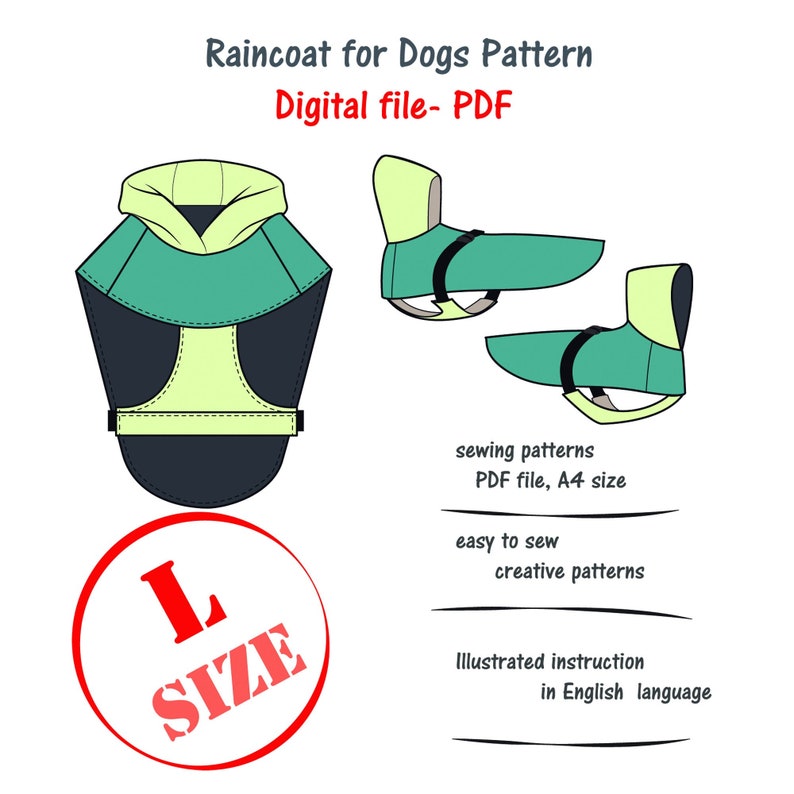 Large Dog Raincoat Sewing Pattern Digital File Large Dog Etsy