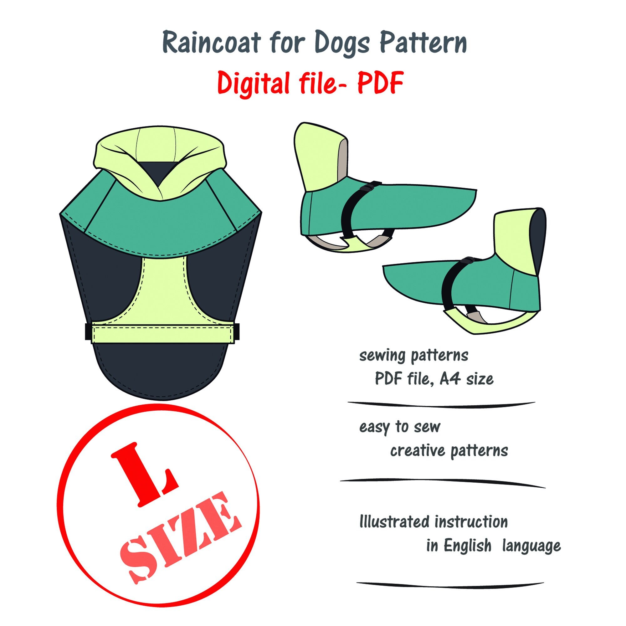 Large Dog Raincoat Sewing Pattern Digital File Large Dog - Etsy