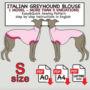 Italian Greyhound Top Sewing Pattern: Size S, Multi-Variation (PDF Pattern)