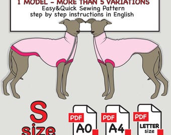 Italian Greyhound Top Sewing Pattern: Size S, Multi-Variation (PDF Pattern)