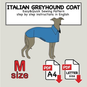 イタリアングレーハウンド犬用コートの縫製パターン（PDFファイル）：Mサイズ