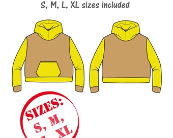 Women Hoodie PDF Sewing Pattern, 4 Sizes, Women Sweatshirt Sewing, Women Pullover Digital Sewing Pattern, Women Blouse PDF