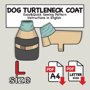 Large Dog Turtleneck Coat Sewing Pattern (PDF Digital Download): Size L