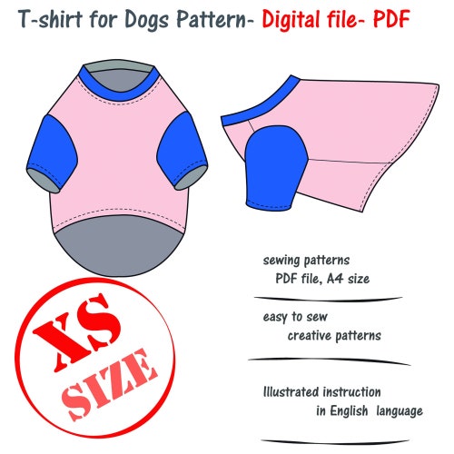 Miniature Dog Raglan Tshirt Sewing Pattern Pdf Small Dog Etsy