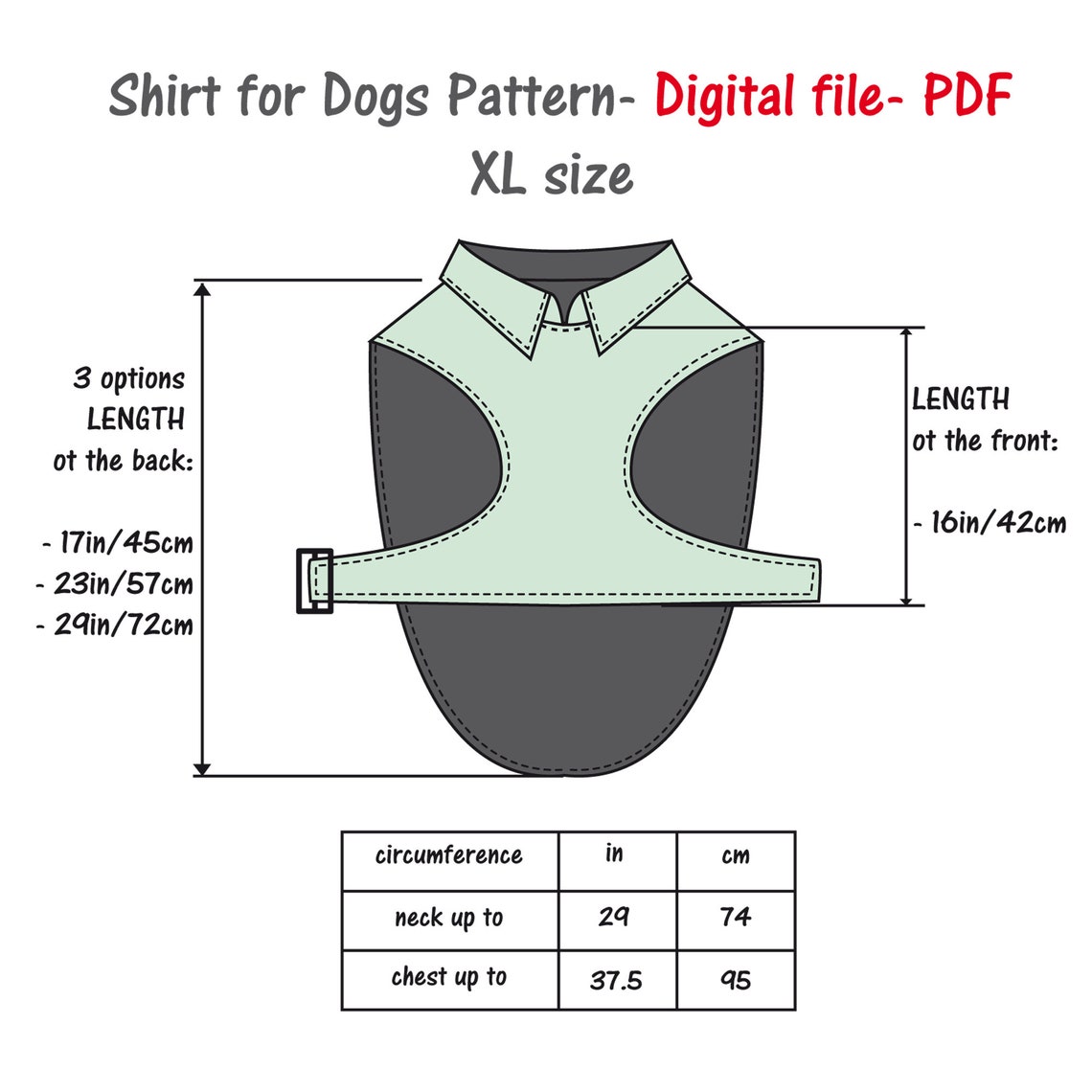Dogs Shirt Pattern PDF Big Dog Clothes Pattern Dog Jacket Etsy