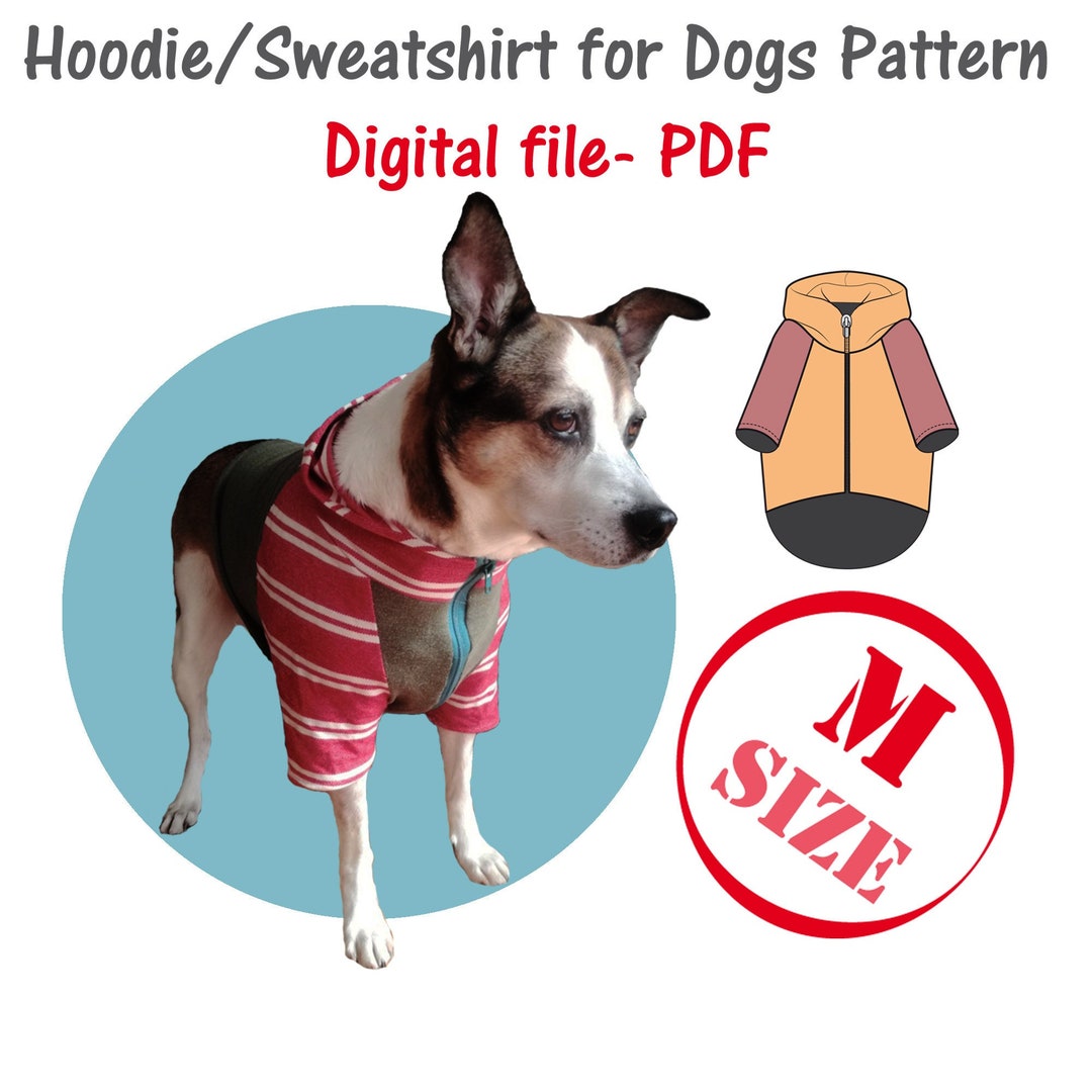 Medium Dog Hoodie Digital Sewing Pattern Pdf File, Dog Sweatshirt