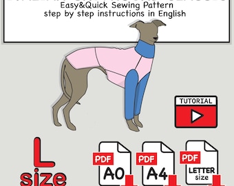 Italian Greyhound T-Shirt Sewing Pattern PDF - Size L (Digital Download)