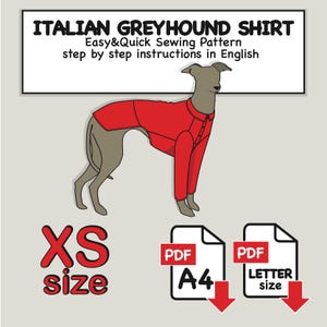 Italian Greyhound Dog Shirt Sewing Pattern PDF: Iggy Clothes (XS Size) (Digital Download