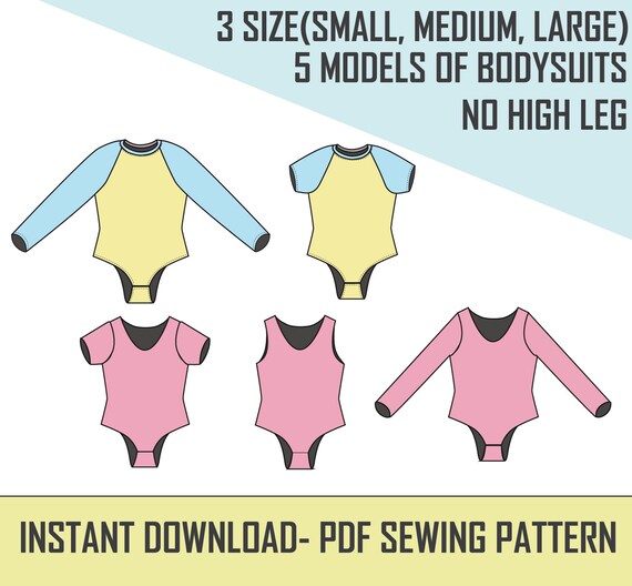 Bodysuit sewing pattern PDF women bodysuit raglan sleeves Etsy