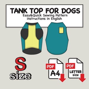 Small Dog Tank Top Sewing Pattern: Printable Dog Clothes (PDF File) - Size S
