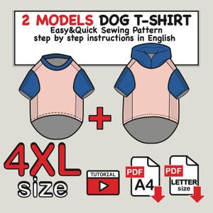 Dog T-Shirt & Hoodie Sewing Pattern: 4XL English Mastiff, Cane Corso (PDF File)