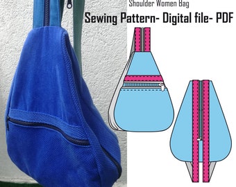 Women Shoulder Bag Sewing Pattern PDF, Backpack Sewing, Digital Sewing, Handbag Pattern PDF, Accessories Sewing,Shoulder Bag Pattern,