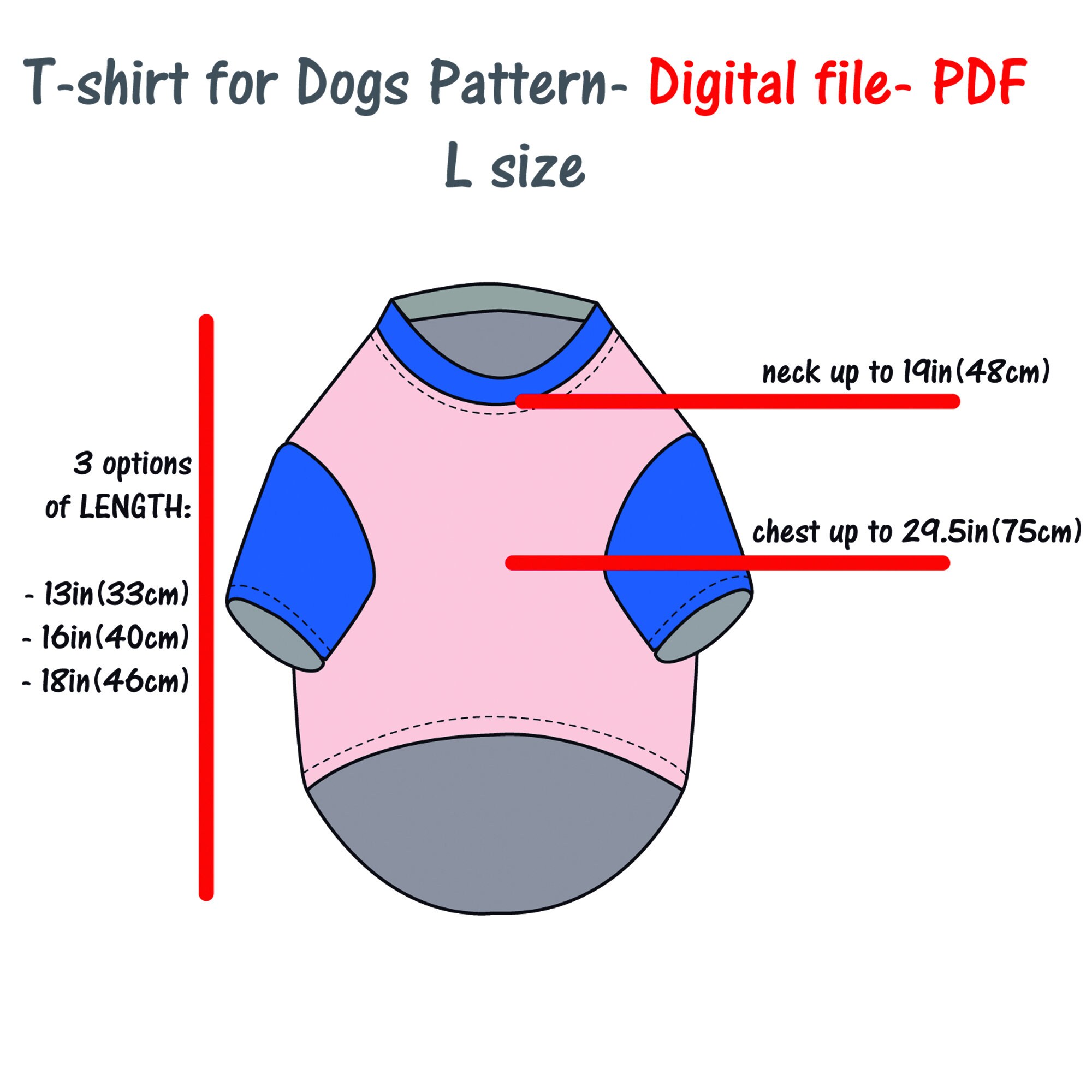Largel Dog Tshirt Sewing Pattern Big Dog Clothes Pattern Etsy