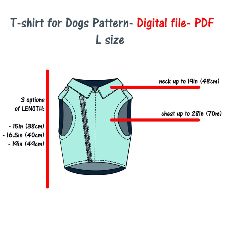 Large Dog's Rock'n'roll Jacket Sewing Pattern, Digital File, Big Dog Clothes Sewing Pattern, Large Dog Vest Sewing Pattern, Big Dog's Vest image 2