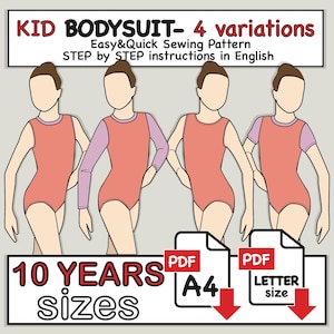 Swimsuit, Leotard & Bodysuit Sewing Pattern | Age 10 (54”) | 4+ Style Variations