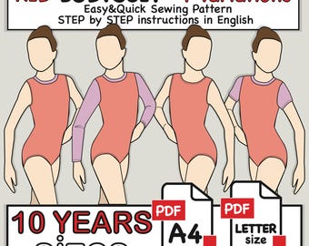 Swimsuit, Leotard & Bodysuit Sewing Pattern | Age 10 (54”) | 4+ Style Variations