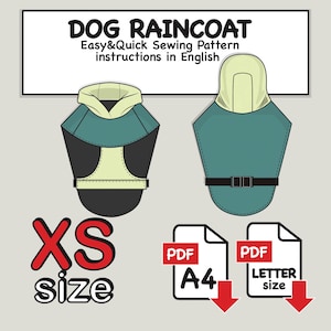 Extra Small Dog Raincoat Sewing Pattern (PDF Download): XS Dog Jacket