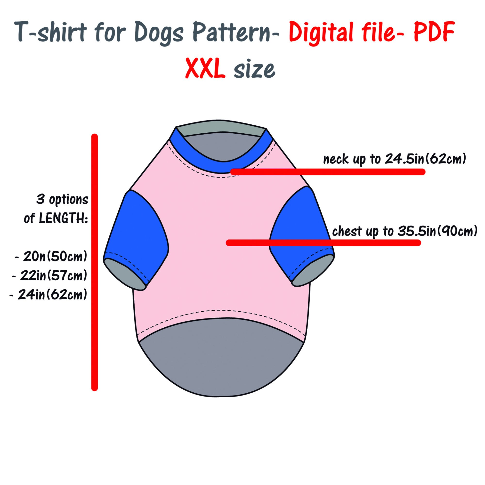 Large2xl Dog Tshirt Sewing Pattern Big Dog Clothes Sewing Etsy